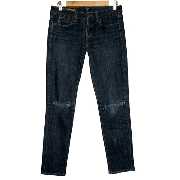 J.CREW STRETCH TOOTHPICK DISTRESSED WOMEN’S JEANS SIZE 25‎ - Picture 1 of 13